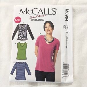 McCall’s M6964 Sewing Pattern Misses Tops Uncut Factory Folded Palmer Pletsch